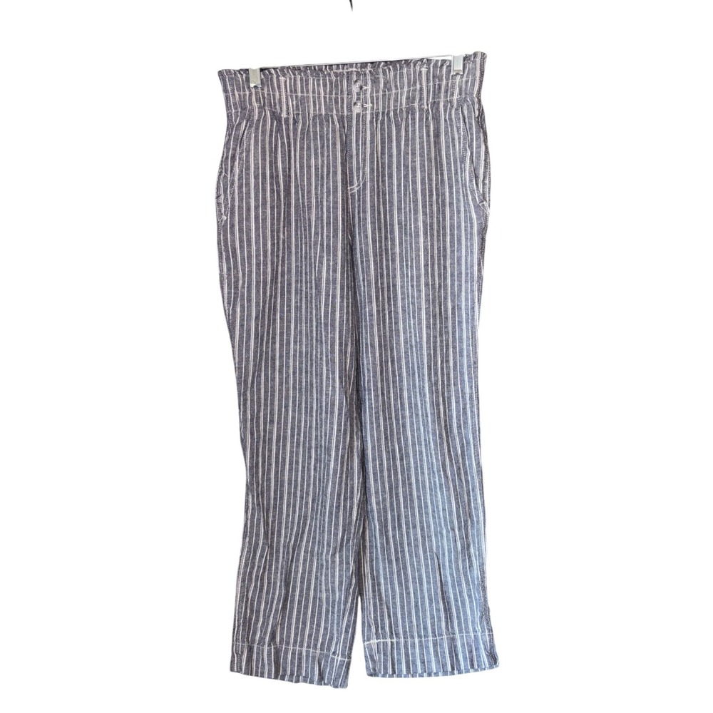 Briggs & Riley Blue and White Striped Wide Leg Pants